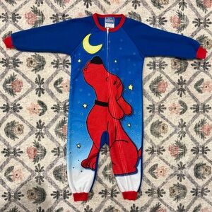 Vintage Fleece Clifford Zip Up Pajamas 3T